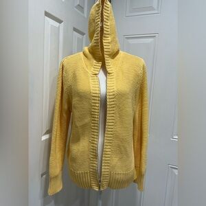 ❤️Relativity Woman’s Bright Yellow Cotton Knit Zipper Hoodie, Size L